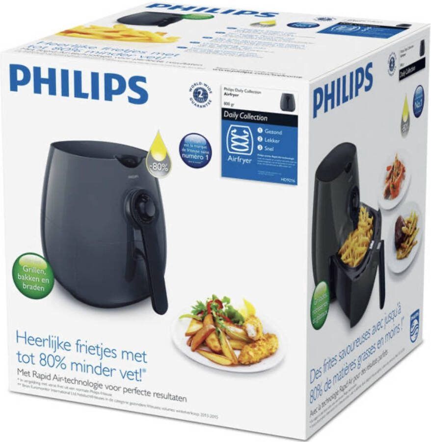 ‎PHILIPS Airfryer Daily Collection HD9216 40 Donkergrijs Philips Airfryer Kunststof 28 7x31 5x38 4 Analoog 2 tot 3 personen