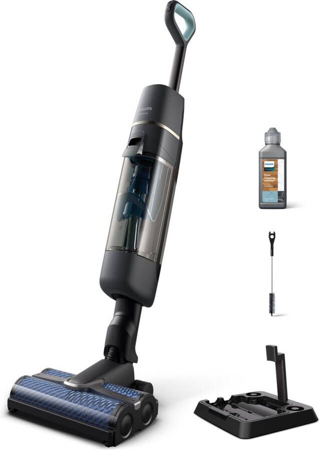 Philips AquaTrio Cordless 7000 Series XW7110 01 Steelstofzuiger Draadloos met Dweilfunctie Grijs + Vloerreiniger