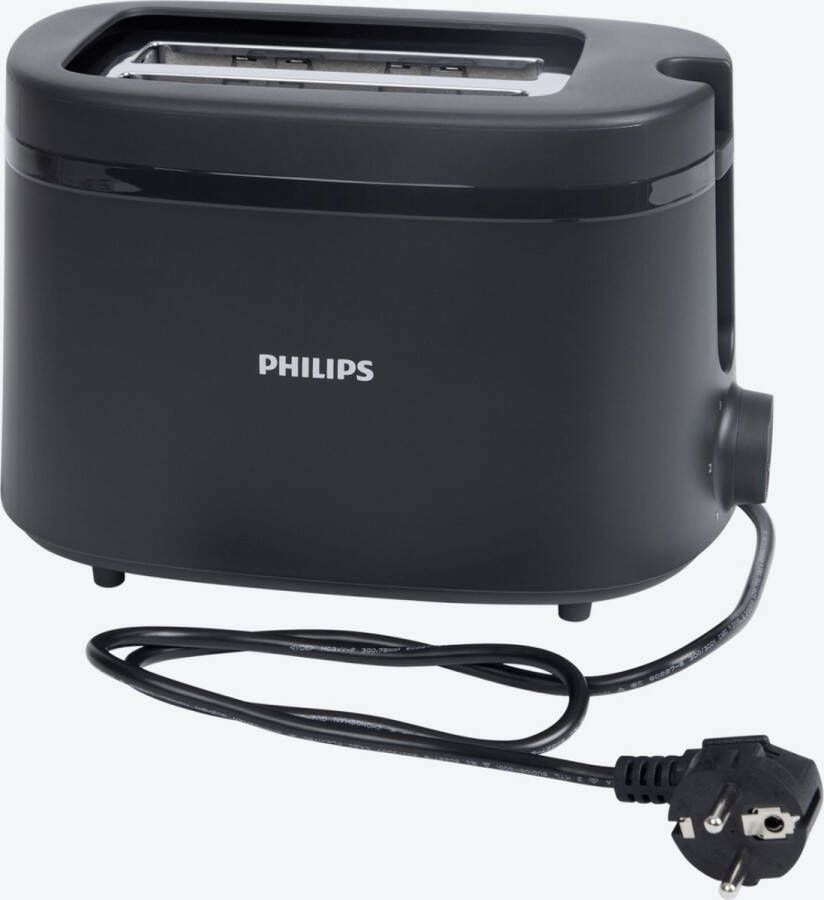 Philips broodrooster 1000 serie 650 watt Met 6 standen tijdloos en stijlvol ontwerp Zwart in kleur
