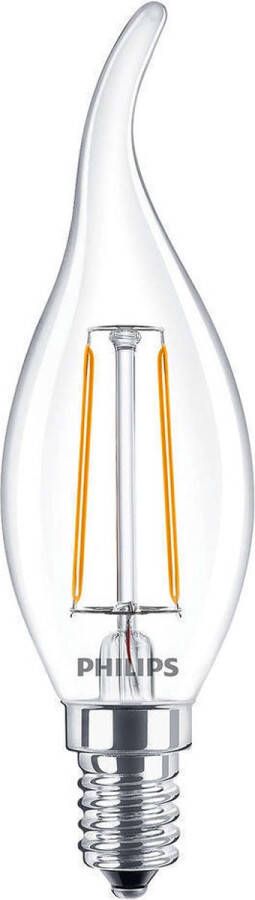 Philips Corepro Ledcandle E14 Gebogen Punt Filament Helder 2w 250lm 827 Zeer Warm Wit | Vervangt