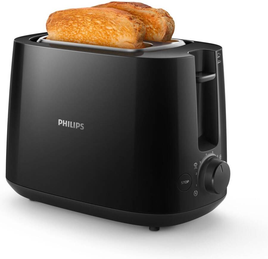 Philips Toaster HD2581 90 Daily Collection geïntegreerde opzethouder voor broodjes 8 bruiningsgraden zwart