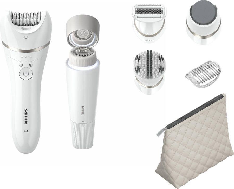 Philips Epilator Beauty Set Series 9000 BRE770 92 Wet & Dry Epileerapparaat Dames Wit