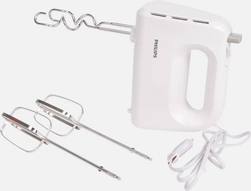 Philips handmixer 3000 series 500 watt 5 snelheden Inclusief deeghaken en kneedhaken Met 5 standen
