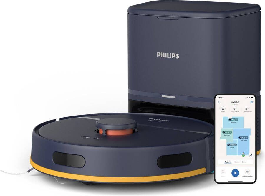 Philips HomeRun 2000 Series XU2100 10 Robotstofzuiger met dweilfunctie Automatisch Leegstation Marineblauw