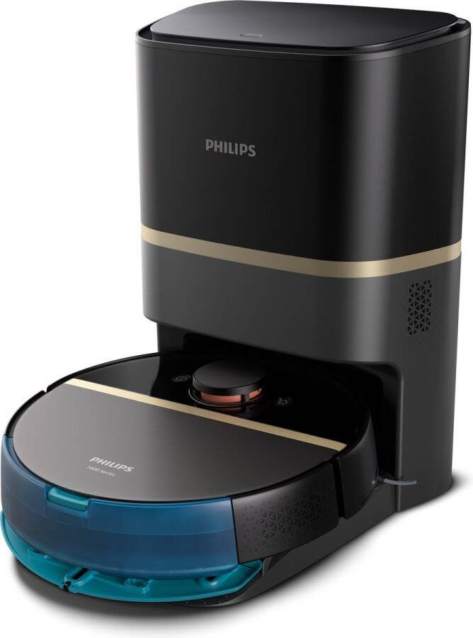Philips HomeRun Aqua 7000 Series XU7100 01 Robotstofzuiger met Dweilfunctie Incl. Laadstation Zwart Goud App Connected