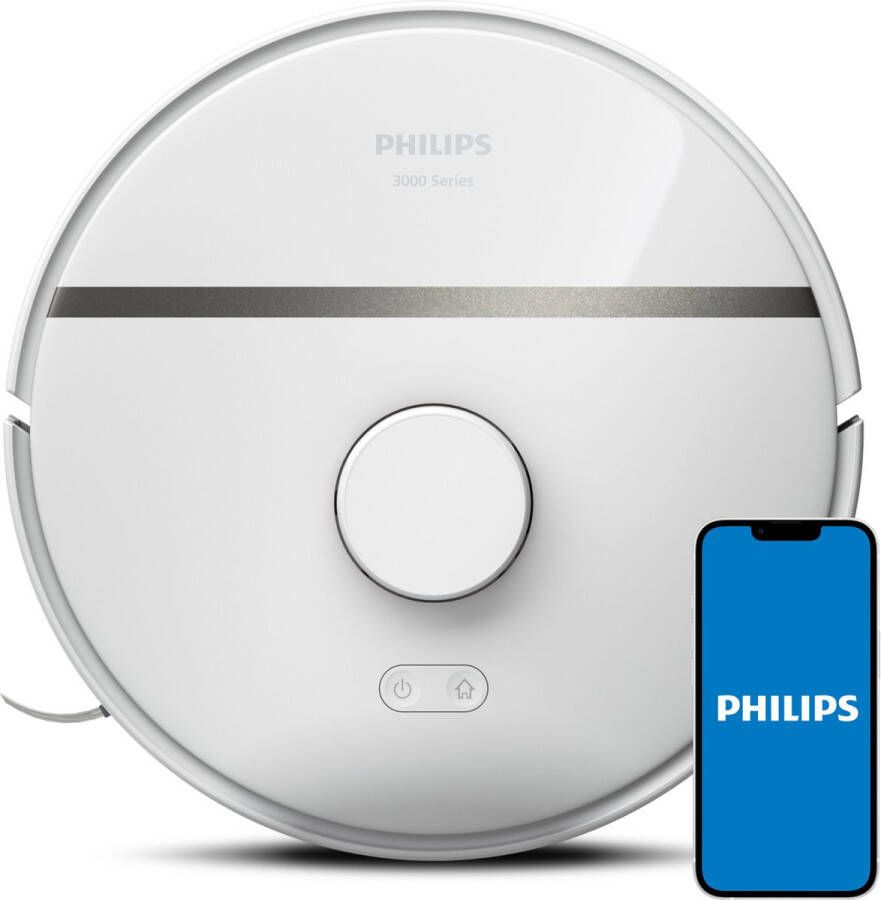 Philips HomeRun Aqua 3000 Series XU3000 02 Robotstofzuiger met Dweilfunctie Wit Metallic App Connected