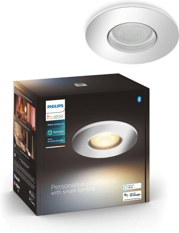 Philips Hue Adore Inbouwspot Badkamer uitbreiding White Ambiance GU10 Chroom 5W Bluetooth