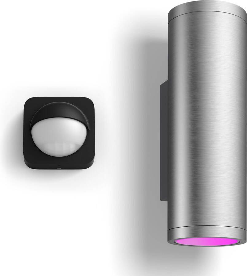Philips Hue Appear Outdoor wandlamp White and Color Ambiance zilver Buiten 1 bewegingssensor