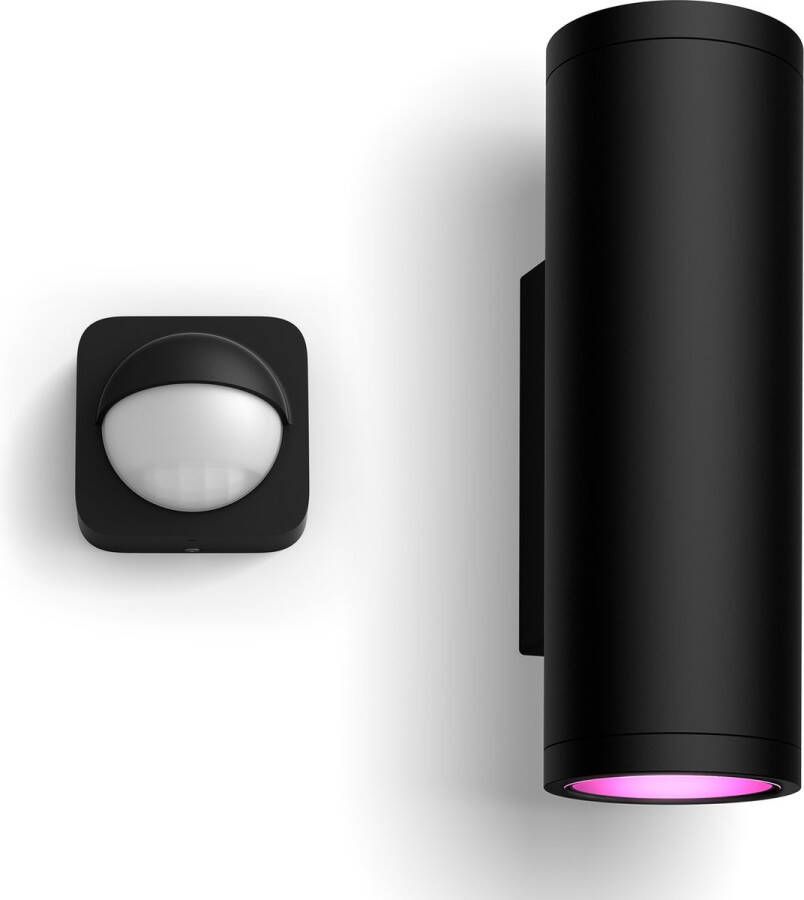 Philips Hue Appear Outdoor Wandlamp Buiten met Bewegingssensor Incl. White and Color Ambiance Muurlamp Tuinverlichting LED Buiten Buitenlamp Zwart
