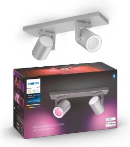 Philips Hue Argenta Opbouwspot White and Color Ambiance GU10 2 x 5 7W Aluminium Bluetooth