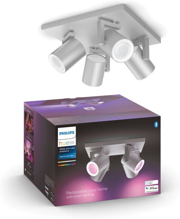 Philips Hue Argenta Opbouwspot White and Color Ambiance GU10 4 x 5 7W Aluminium Bluetooth