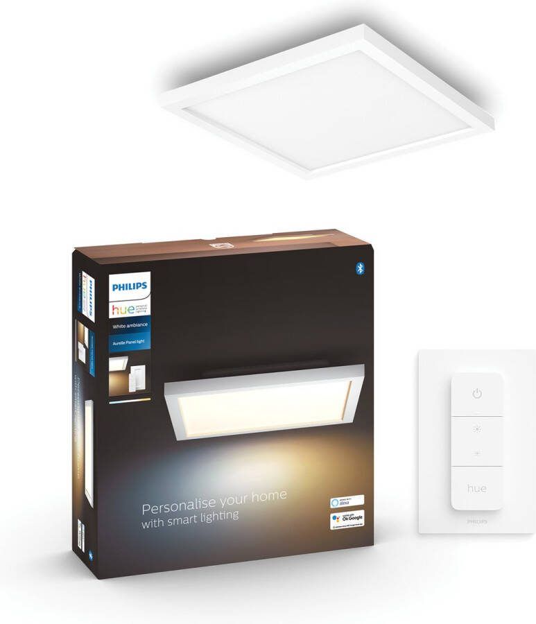 Philips Hue Aurelle paneellamp warm tot koelwit licht rechthoekig Bluetooth incl. 1 dimmer switch