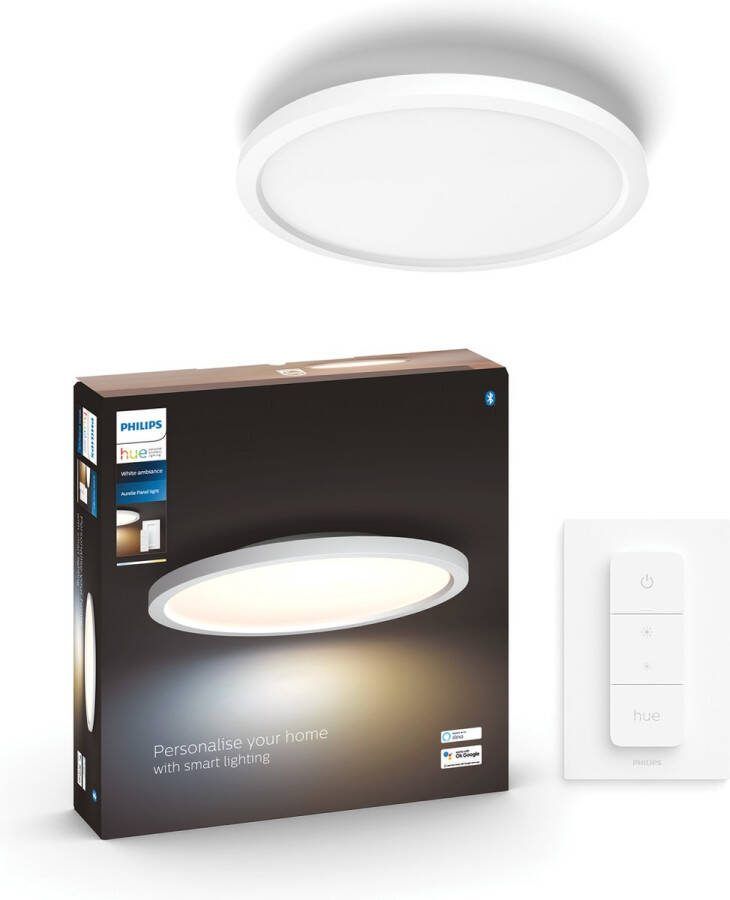Philips Hue Aurelle paneellamp warm tot koelwit licht rond 1 dimmer switch