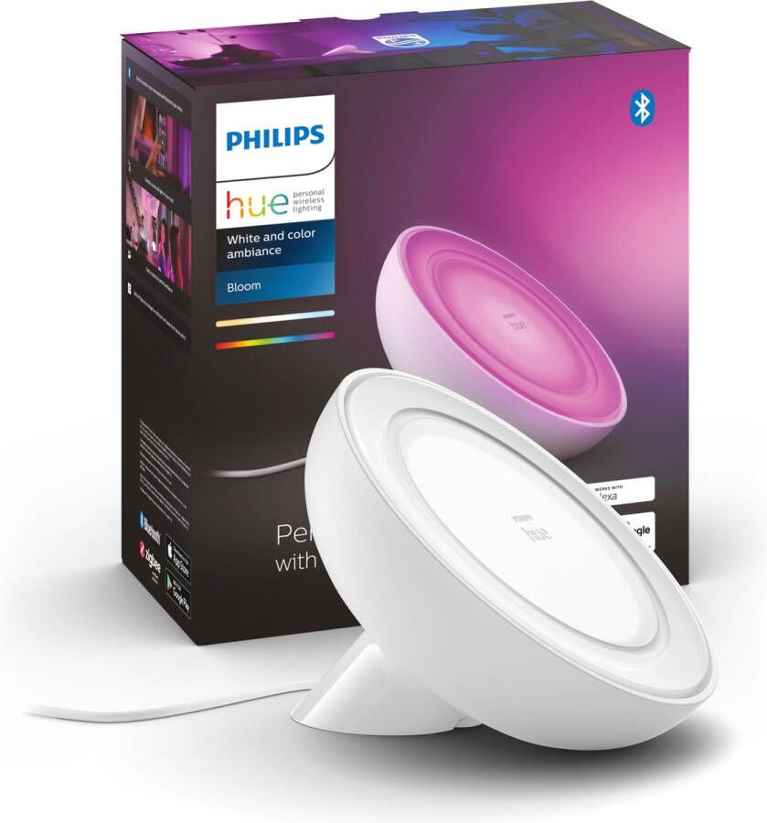 Philips Hue Bloom Tafellamp White and Color Ambiance Geïntegreerd LED Wit 7 1W Bluetooth