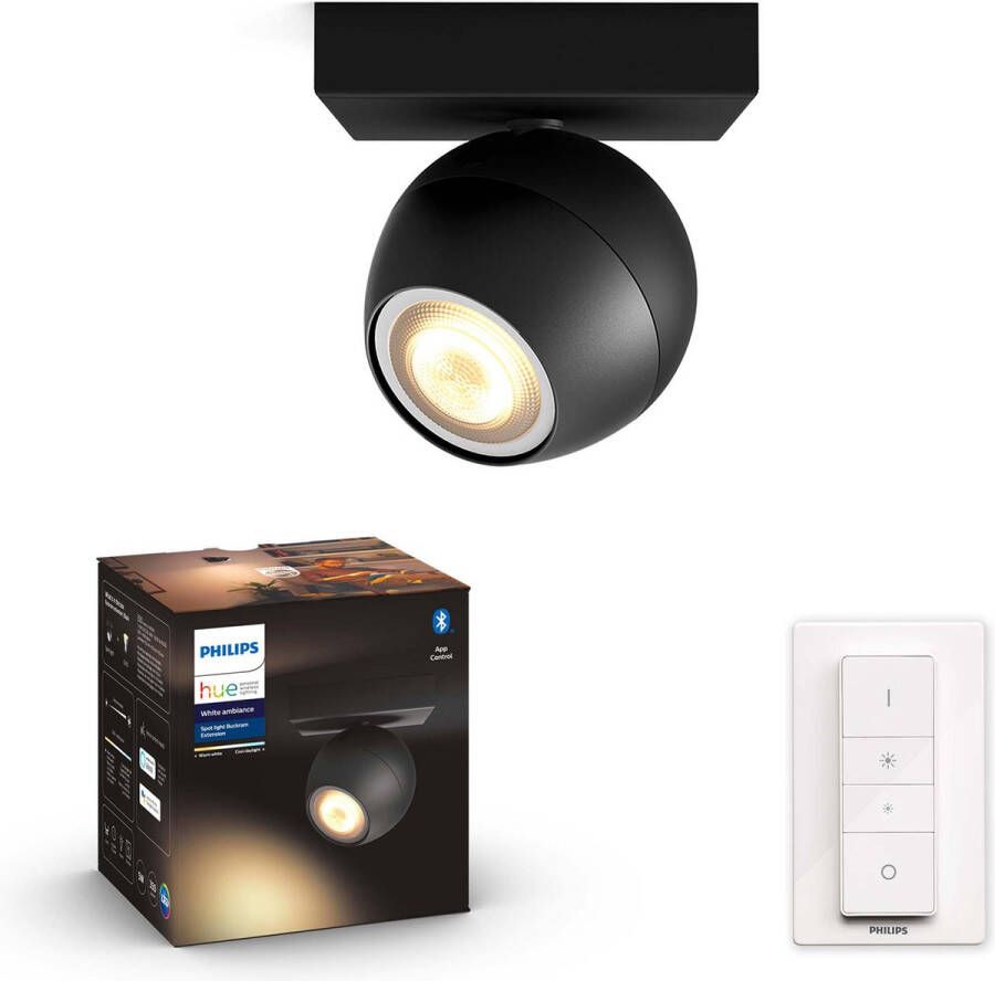 Philips Hue BUCKRAM single spot black 1x5.5W 230V White Ambiance Bluetooth Dimmer Included