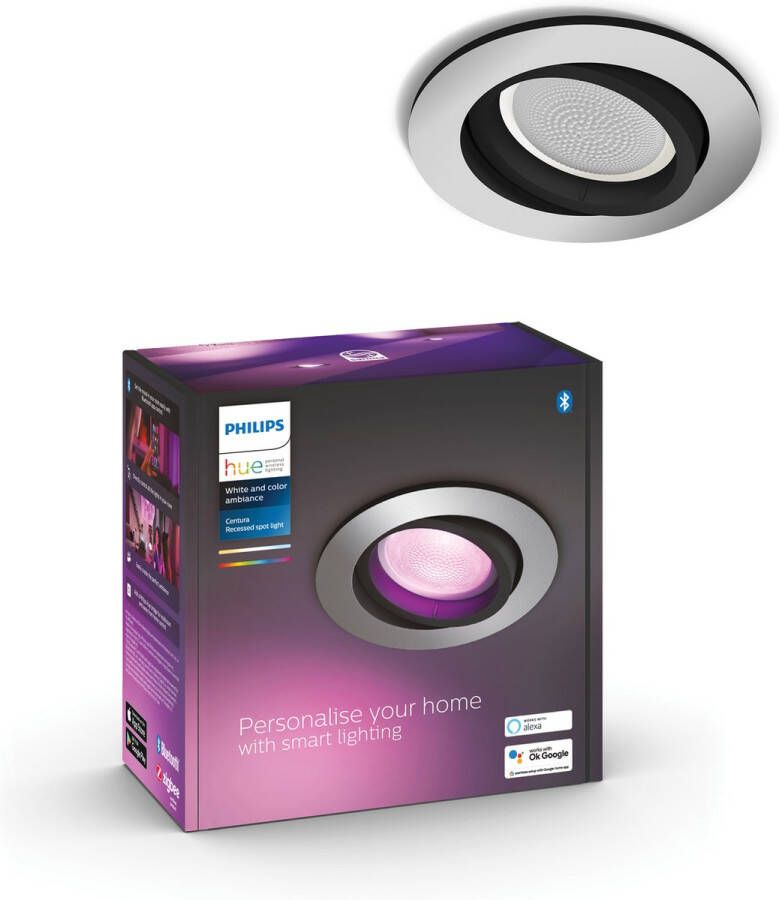 Philips Hue Centura inbouwspot wit en gekleurd licht 1-pack aluminium rond GU10