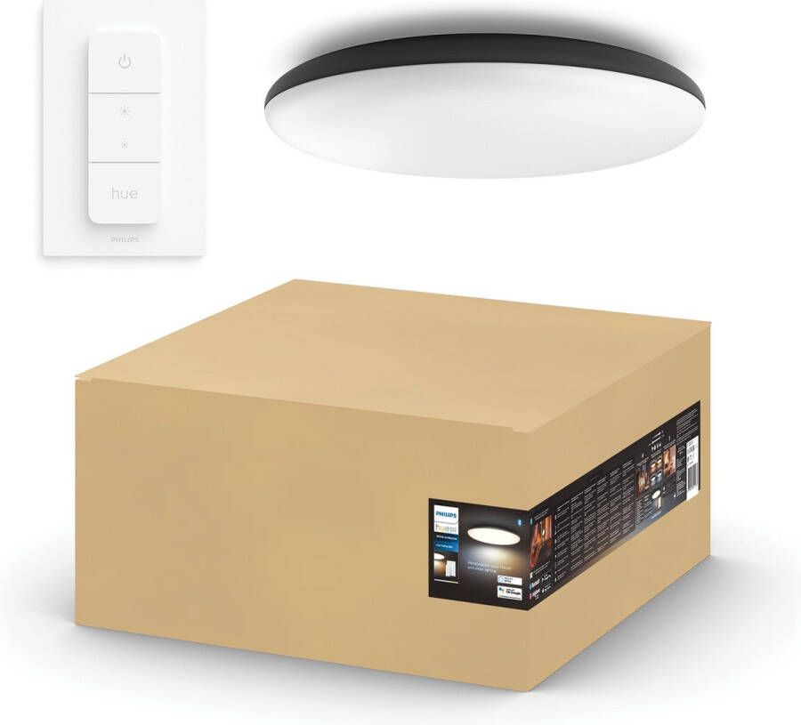 Philips Hue Cher plafondlamp White Ambiance zwart Bluetooth incl. 1 dimmer switch