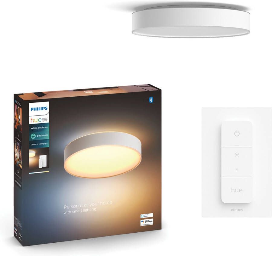 Philips Hue Devere plafondlamp warm tot koelwit licht wit 38cm 1 dimmer switch - Foto 3