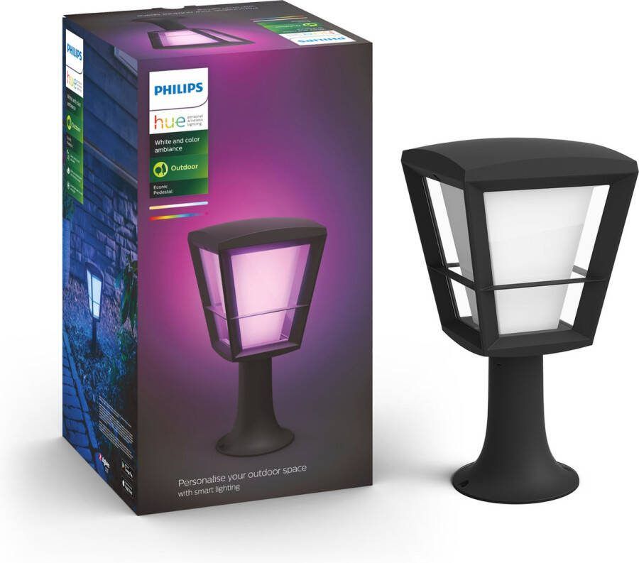 Philips Hue Econic Sokkellamp Wit En Gekleurd Licht Zwart Laag