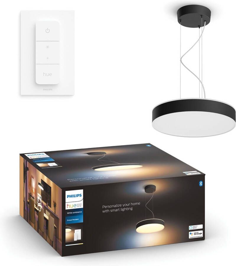Philips Hue Enrave hanglamp warm tot koelwit licht zwart 1 dimmer switch