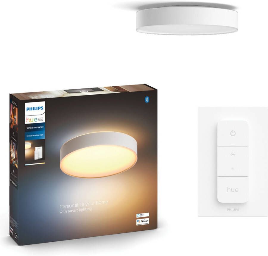 Philips Hue Enrave plafondlamp warm tot koelwit licht wit 55cm 1 dimmer switch