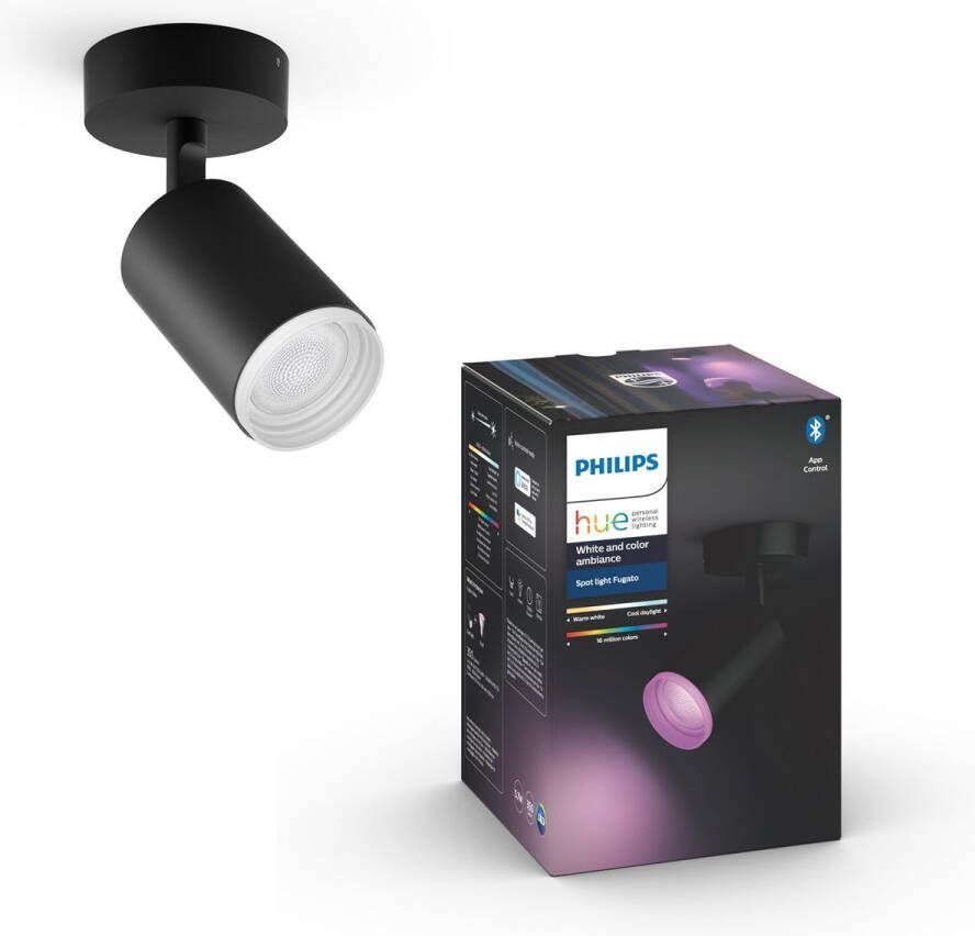 Philips Hue Fugato Opbouwspot White and Color Ambiance GU10 Zwart 5 7W Bluetooth
