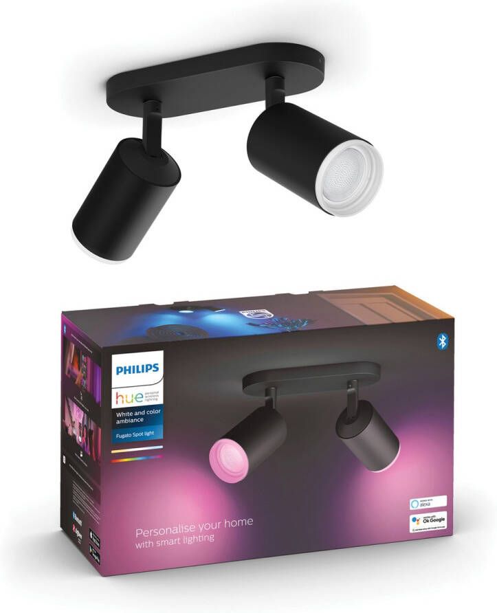 Philips Hue Fugato opbouwspot wit en gekleurd licht 2-spots zwart - Foto 2