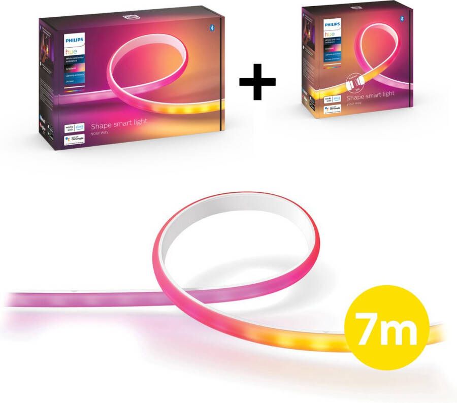 Philips Hue Gradient Lightstrip 7m White and Color Ambiance 7 Meter Led Strip Verlengbaar Ledstrip met Wit en Gekleurd Licht Dimbaar Werkt met Alexa en Google Home