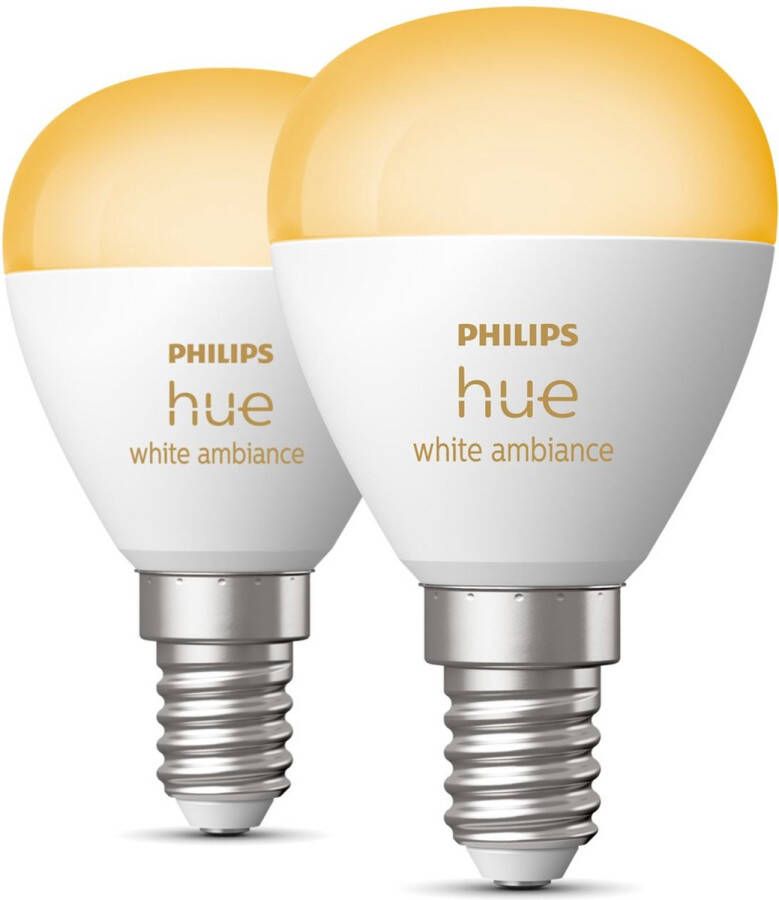 Philips Hue kogellamp warm- tot koelwit licht 2-pack E14