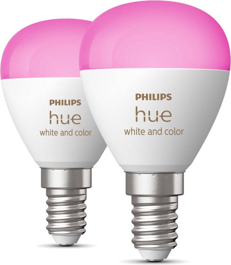 Philips Hue kogellamp wit en gekleurd licht 2-pack E14