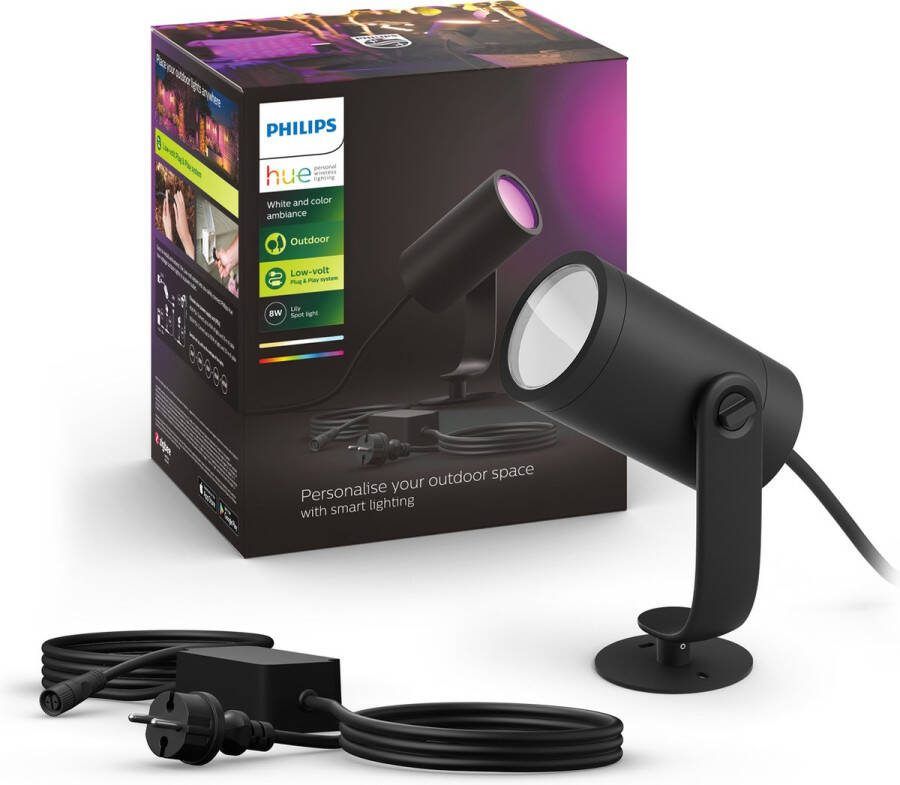 Philips Hue Lily tuinspot wit en gekleurd licht 1-spot zwart laagspanning basis - Foto 2