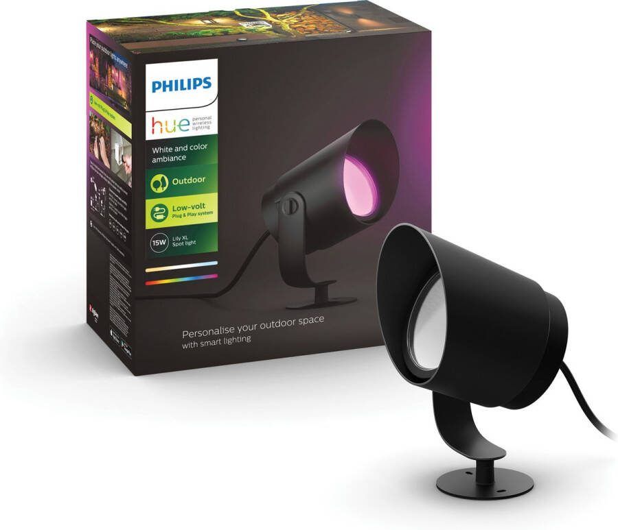 Philips Hue Lily XL-tuinspot wit en gekleurd licht zwart laagspanning