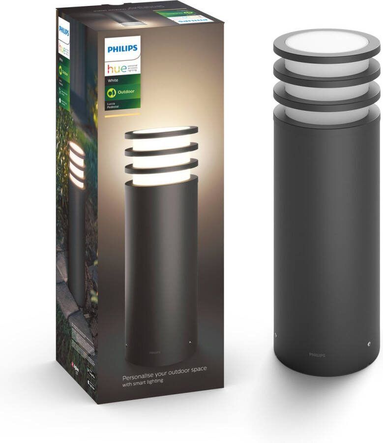 Philips Hue Lucca sokkellamp warmwit licht zwart laag