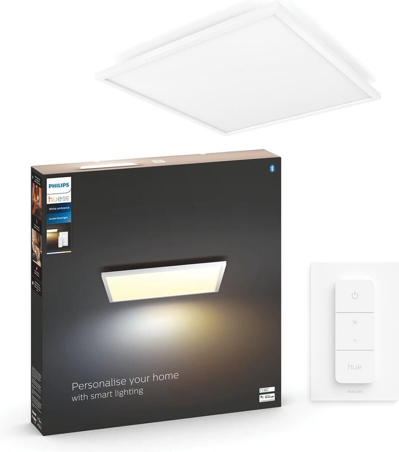 Philips Hue Aurelle paneellamp White Ambiance vierkant klein Bluetooth incl. 1 dimmer switch