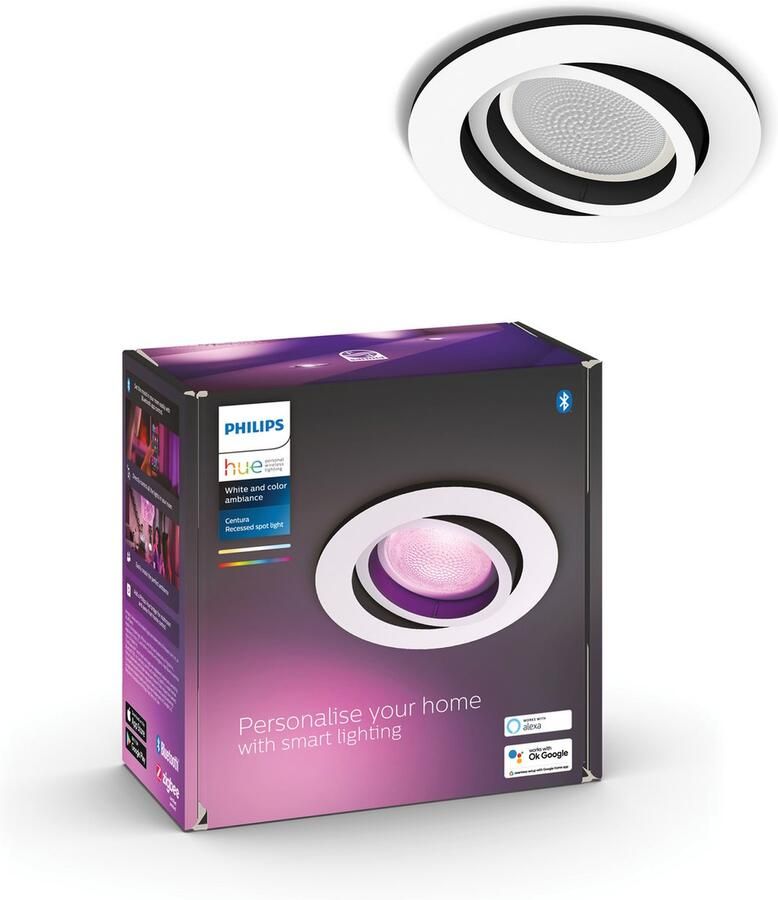 Philips Hue Centura inbouwspot wit en gekleurd wit 1-pack wit rond GU10
