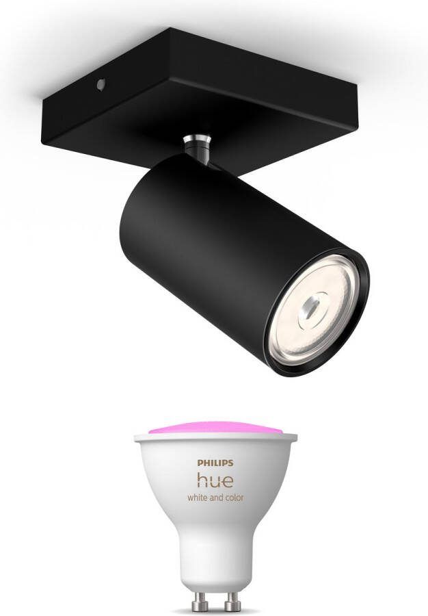 Philips Hue Philips myLiving Kosipo Opbouwspot White & Color Ambiance GU10 1 Hue Lamp Wit en Gekleurd Licht Dimbare Plafondspots Zwart