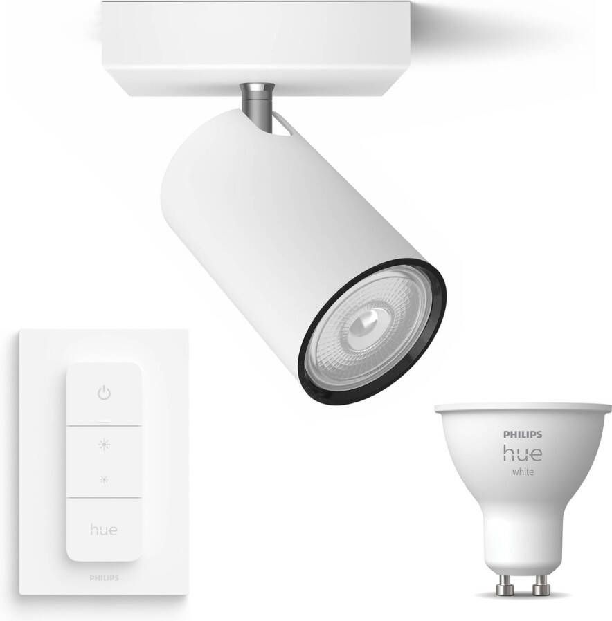 Philips Hue Philips myLiving Kosipo Opbouwspot Wit 1 Lichtpunt Spotjes Opbouw Incl. White GU10 & Dimmer Bluetooth