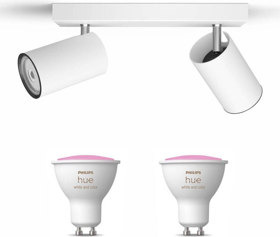 Philips Hue Philips myLiving Kosipo Opbouwspot Wit 2 Lichtpunten Spotjes Opbouw Incl. White & Color Ambiance GU10 Bluetooth
