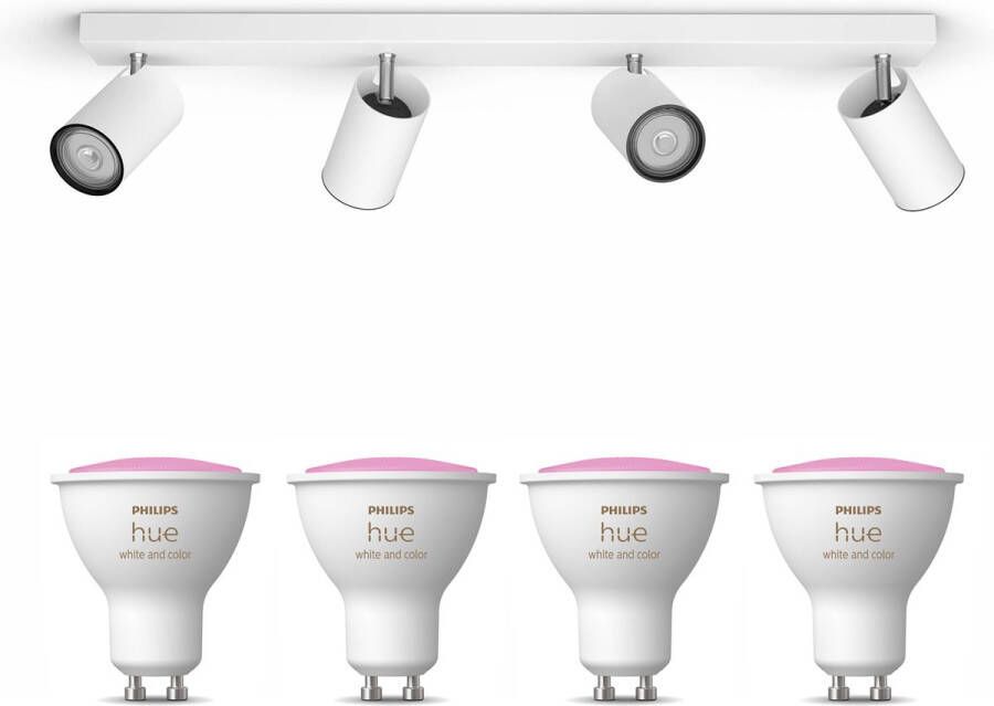 Philips Hue Philips myLiving Kosipo Opbouwspot Wit 4 Lichtpunten Spotjes Opbouw Incl. White & Color Ambiance GU10 Bluetooth