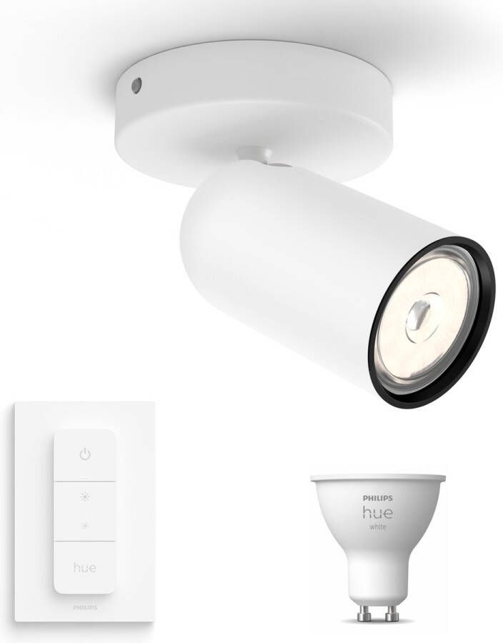 Philips Hue Philips myLiving Pongee Opbouwspot Wit Incl. White GU10 & Dimmer Spotjes Opbouw 1 Spot Werkt met Alexa en Google Home