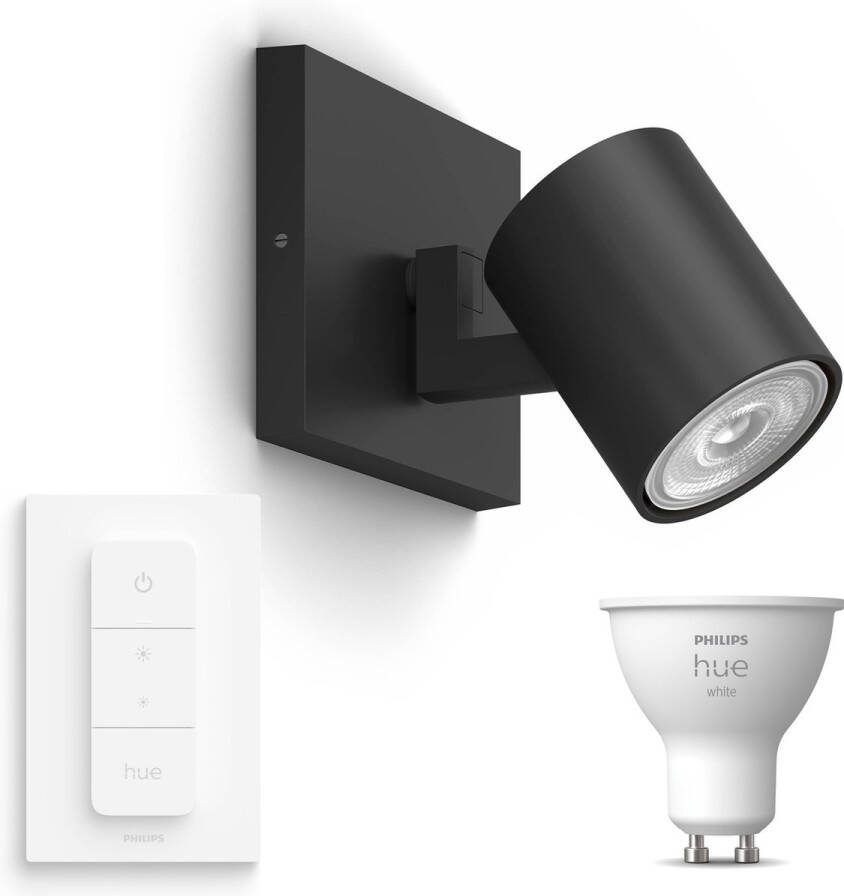 Philips Hue Philips myLiving Runner Opbouwspot met Hue White GU10 & Dimmer Spotjes Opbouw Bluetooth 1 Lichtpunt Zwart
