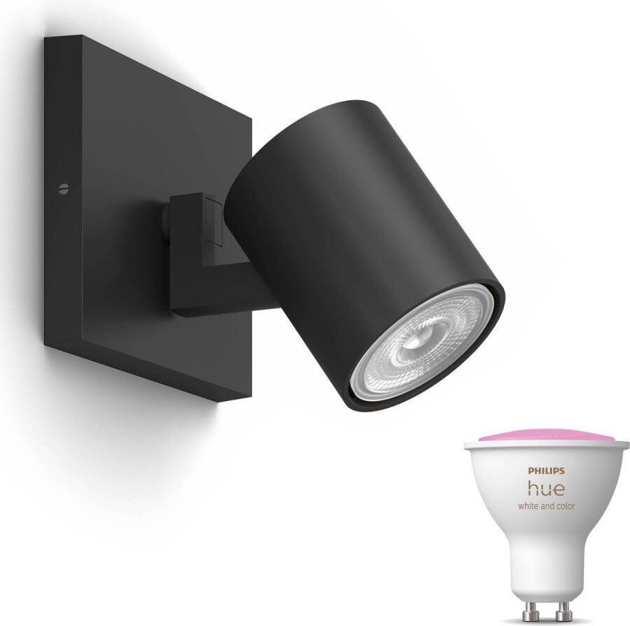 Philips Hue Philips Myliving Runner Opbouwspot met White & Color Ambiance GU10 Spotjes Opbouw Bluetooth 1 Lichtpunt Zwart