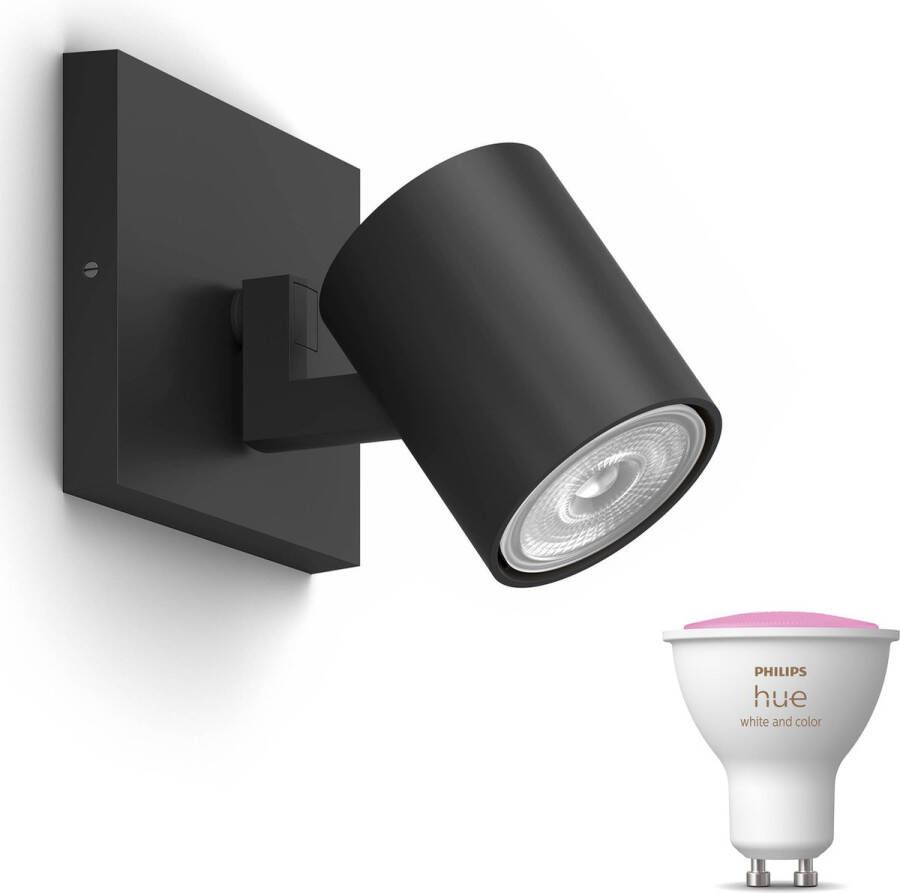 Philips Hue Philips Myliving Runner Opbouwspot met White & Color Ambiance GU10 Spotjes Opbouw Bluetooth 2 Lichtpunten Zwart