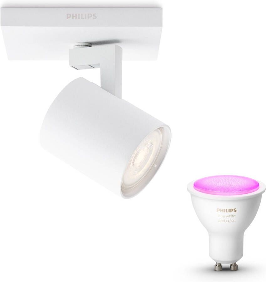 Philips Hue Philips myLiving Runner Opbouwspot Wit Incl. White & Color Ambiance GU10 Spotjes Opbouw 1 Spot Werkt met Alexa en Google Home