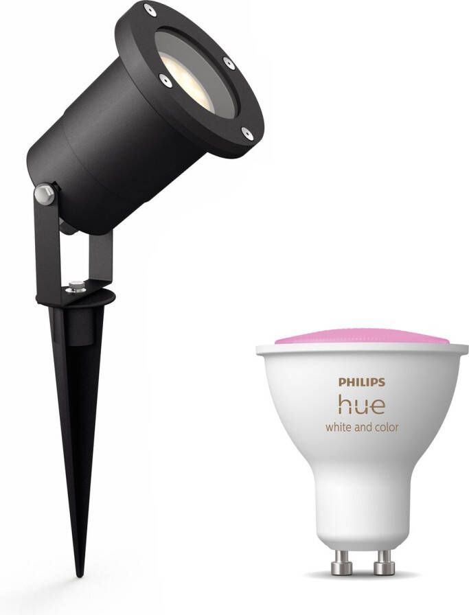 Philips Hue Philips Puled Grondspot met Hue White & Color Ambiance Prikspot 1 Lichtpunt Tuinverlichting LED Buiten Buitenlamp Zwart