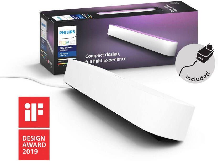 Philips Hue Play Lichtbalk Tafellamp basis White and Color Ambiance Gëintegreerd LED Wit 42W