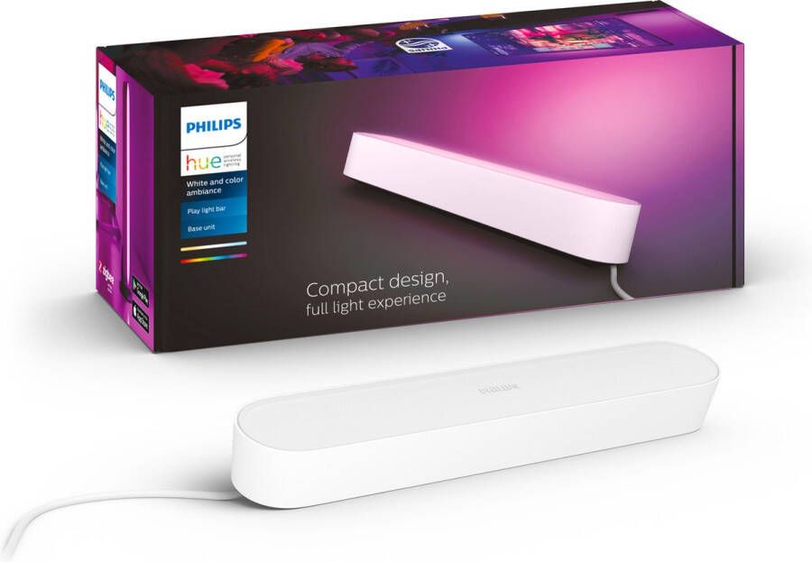 Philips Hue Play Lichtbalk Tafellamp basis White and Color Ambiance Gëintegreerd LED Wit 42W