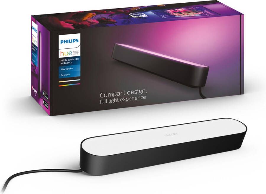Philips Hue Play Lichtbalk Tafellamp basis White and Color Ambiance Gëintegreerd LED Zwart 42W