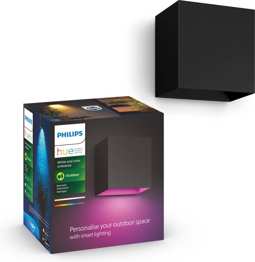 Philips Hue Resonate Down muurlamp wit en gekleurd licht zwart … - Foto 2
