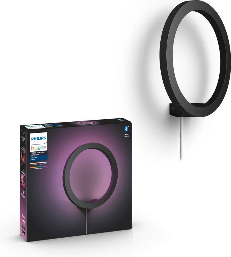 Philips Hue Sana Wandlamp White and Color Ambiance Gëintegreerd LED Zwart 20W- Bluetooth